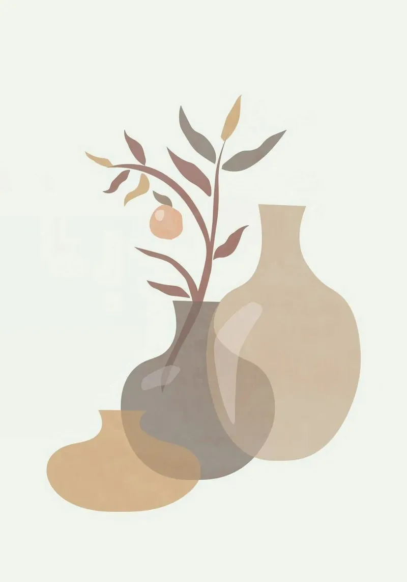 shape vase and leaf fruit tela con Cornice a cassetta da firmana