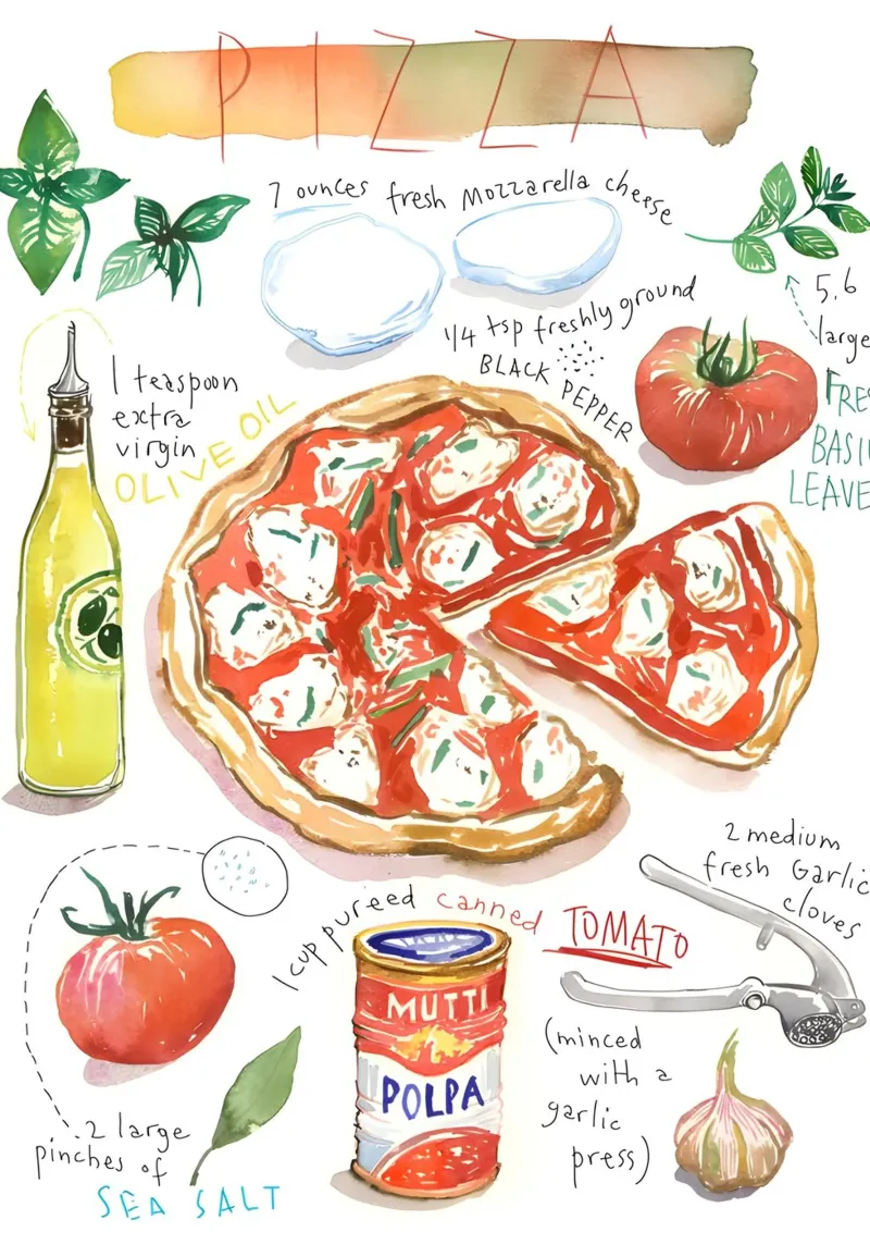 Pizza Ingredients poster da Type & Tape