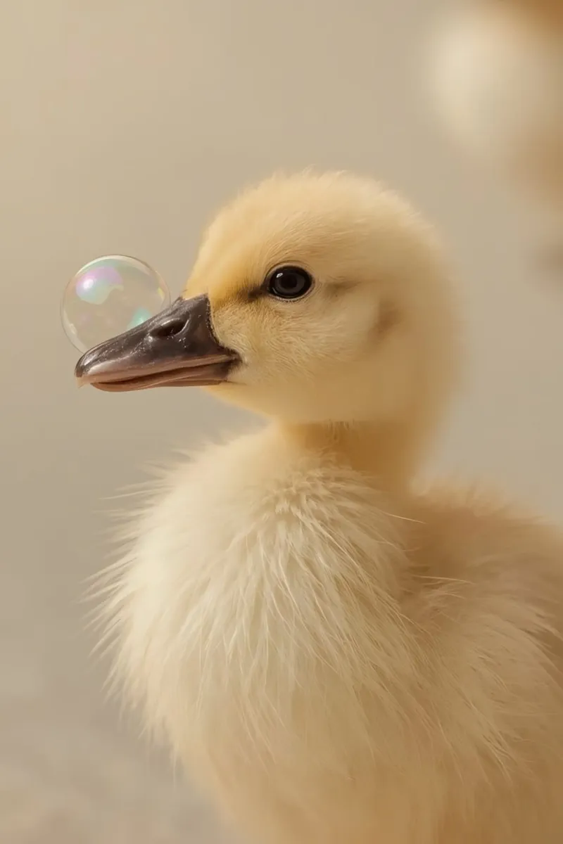 Yellow Duckling with Bubble on Beak canvas with Floater frame by DesignDoodle