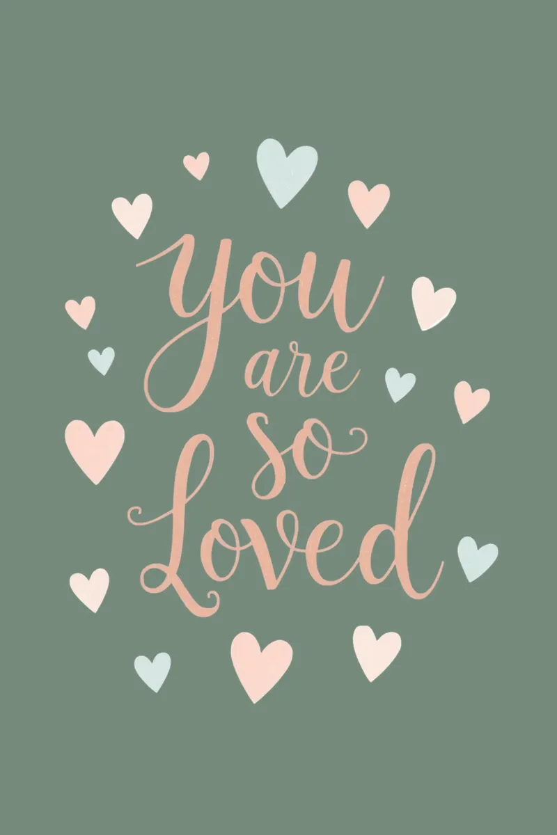 You Are So Loved Text with Pink and Blue Hearts canvas with Floater frame by DesignDoodle