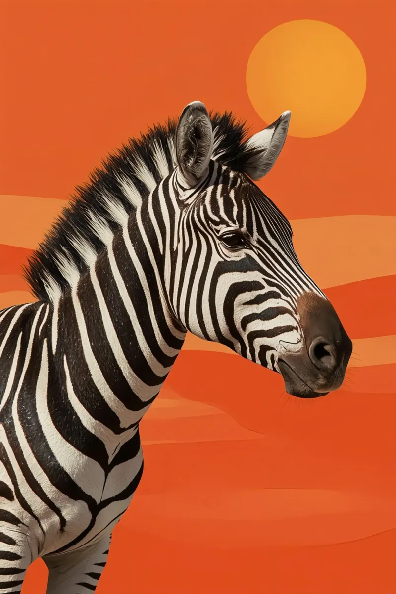 Ritratto di zebra su sfondo arancione poster da DesignDoodle