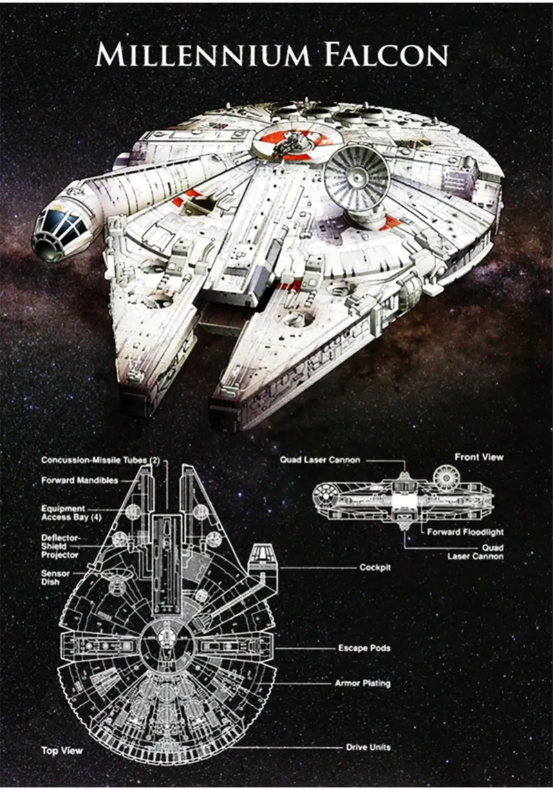 Maglietta classica Millenium Falcon tela con Cornice a cassetta da jamsa_ve