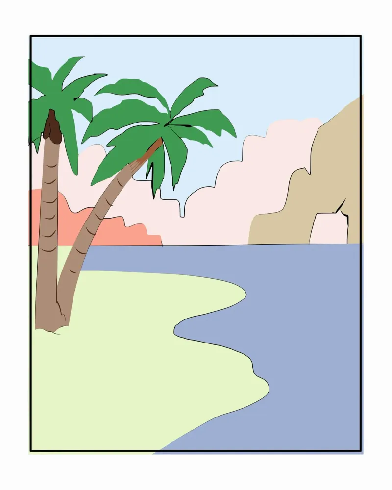 Spiaggia di palme tela con Cornice a cassetta da Little Dean