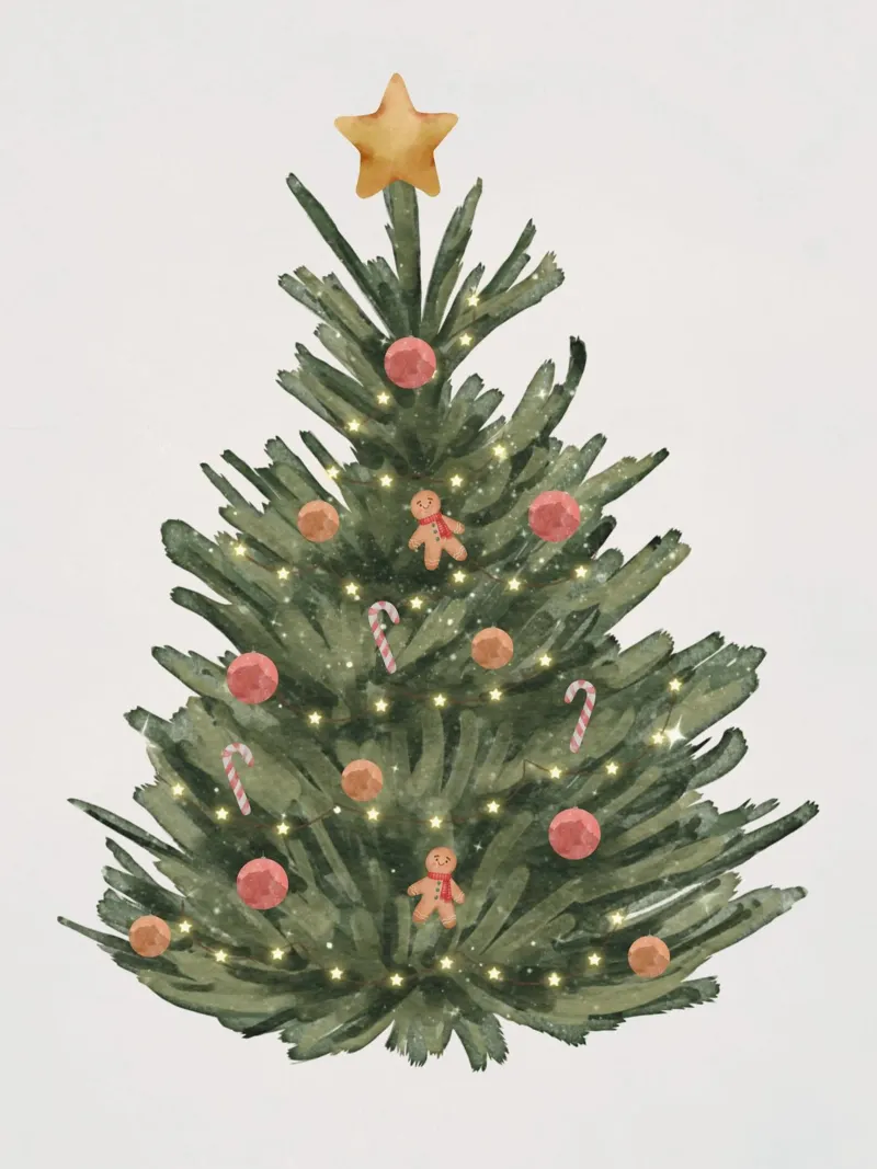 Albero di Natale acquerellato tela con Cornice a cassetta da WijdevenDesign