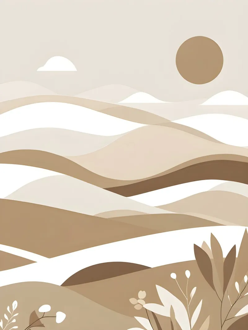 Minimalistisch glooiend abstract landschap canvas met Baklijst van The Green Room