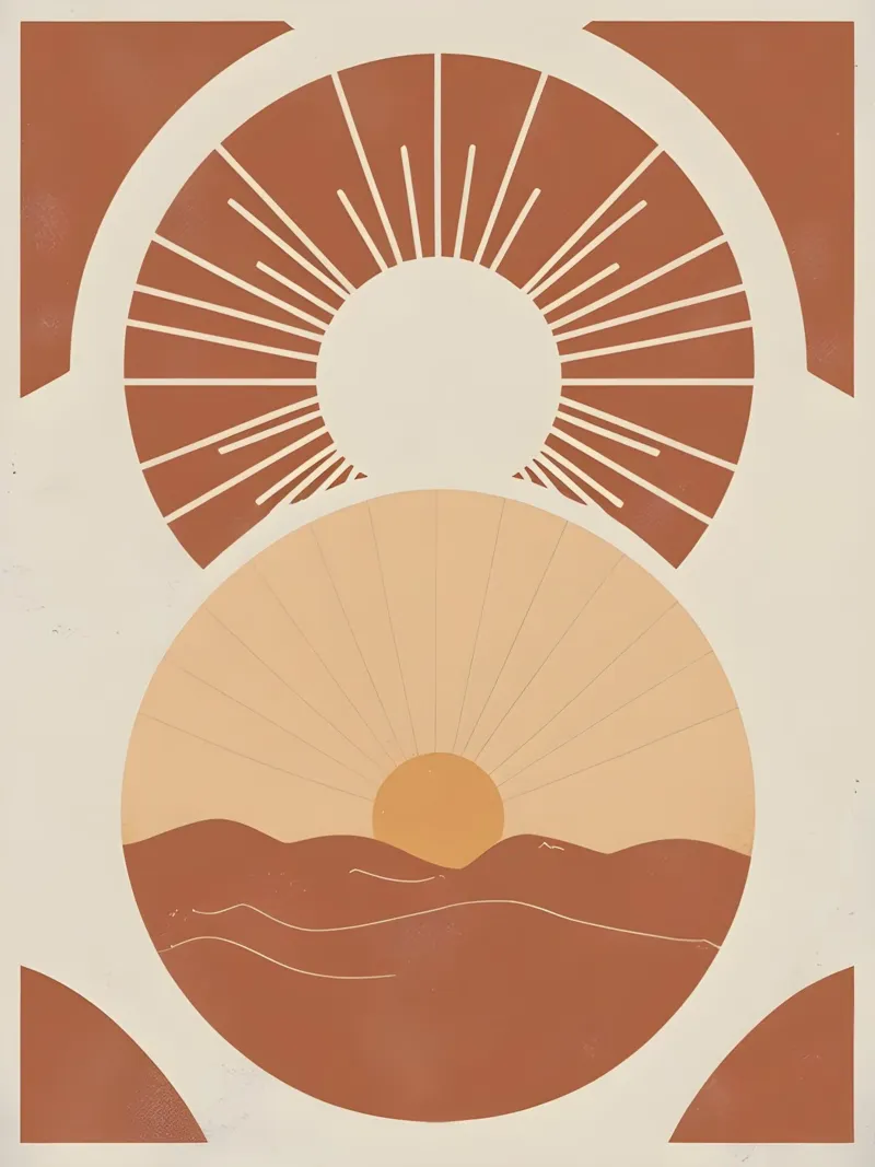 Sole astratto con linee geometriche radianti poster da The Green Room