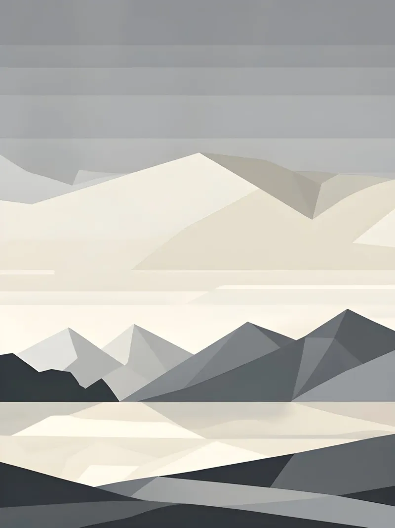 Abstract geometrisch berglandschap silhouet canvas met Baklijst van The Green Room