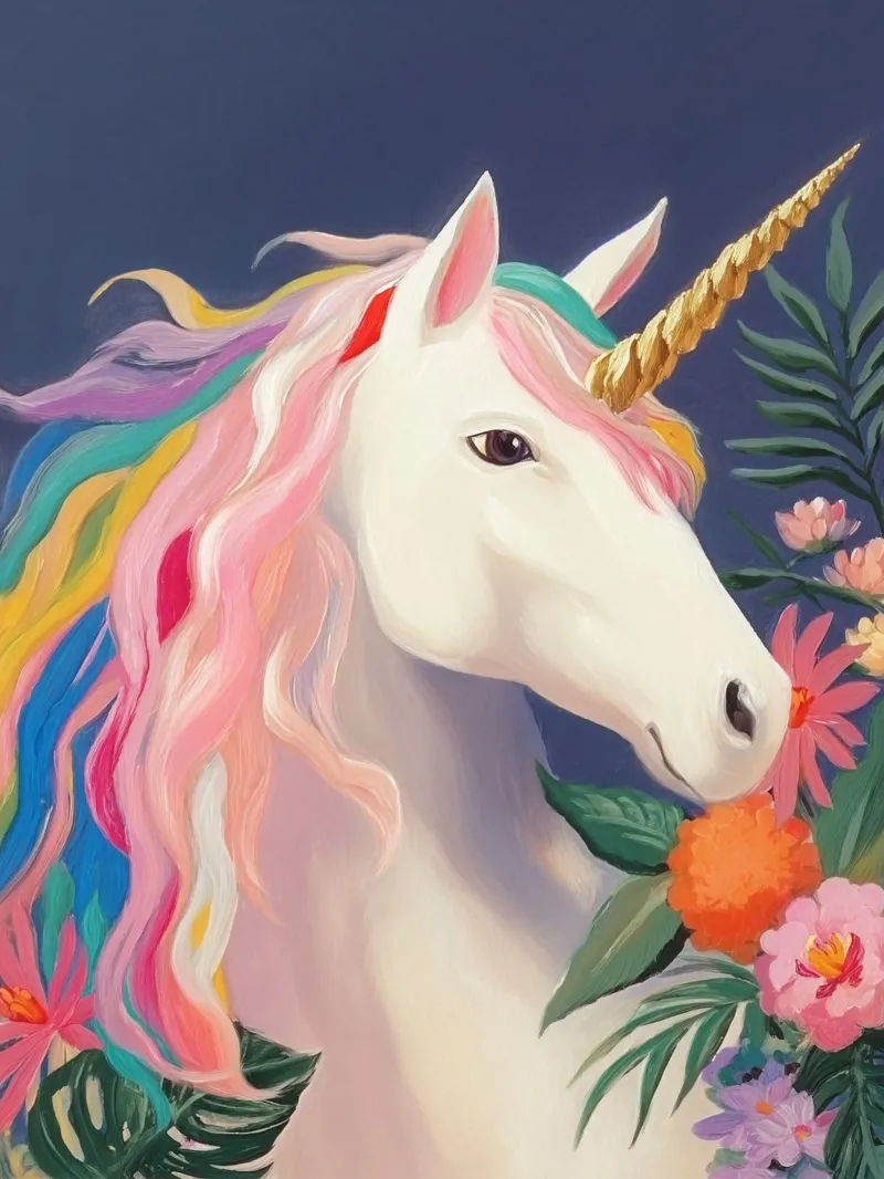 Unicorno in un sogno floreale tela con Cornice a cassetta da Carinaprint