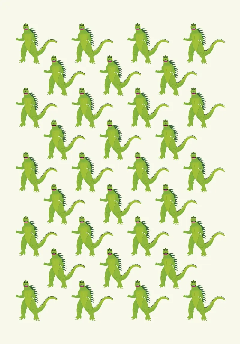 Godzilla Pattern #1 poster con telaio in legno da kathrinmay