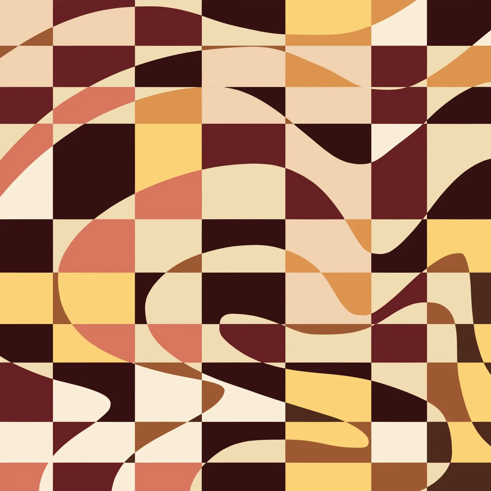Earth tone checker var 2 canvas with Floater frame by Little Dean