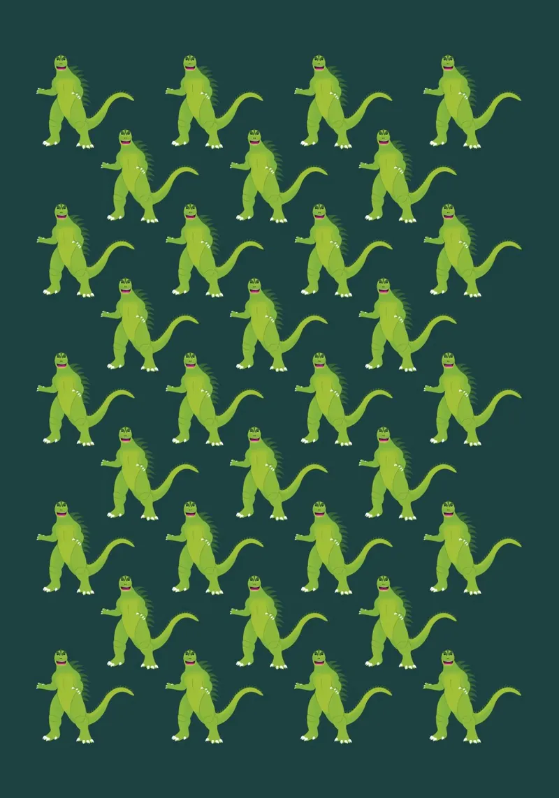 Godzilla Pattern #2 poster con telaio in legno da kathrinmay