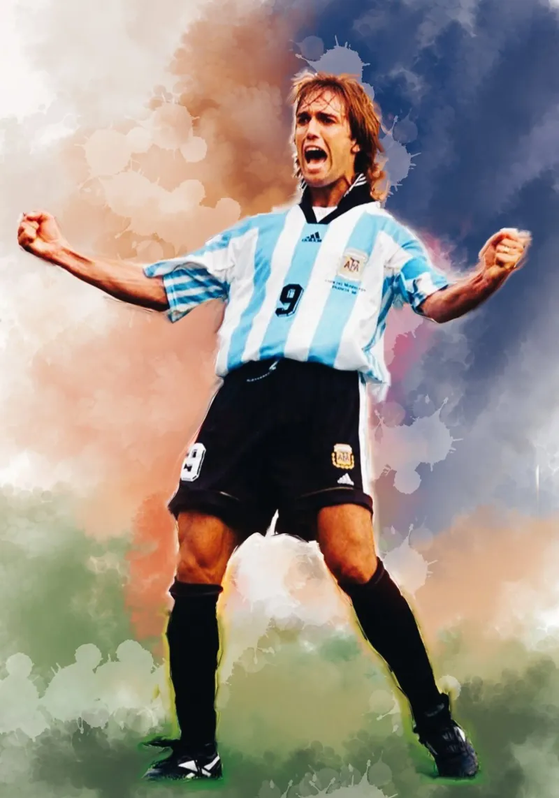 Gabriel Batistuta viering canvas met Baklijst van Lembayung art