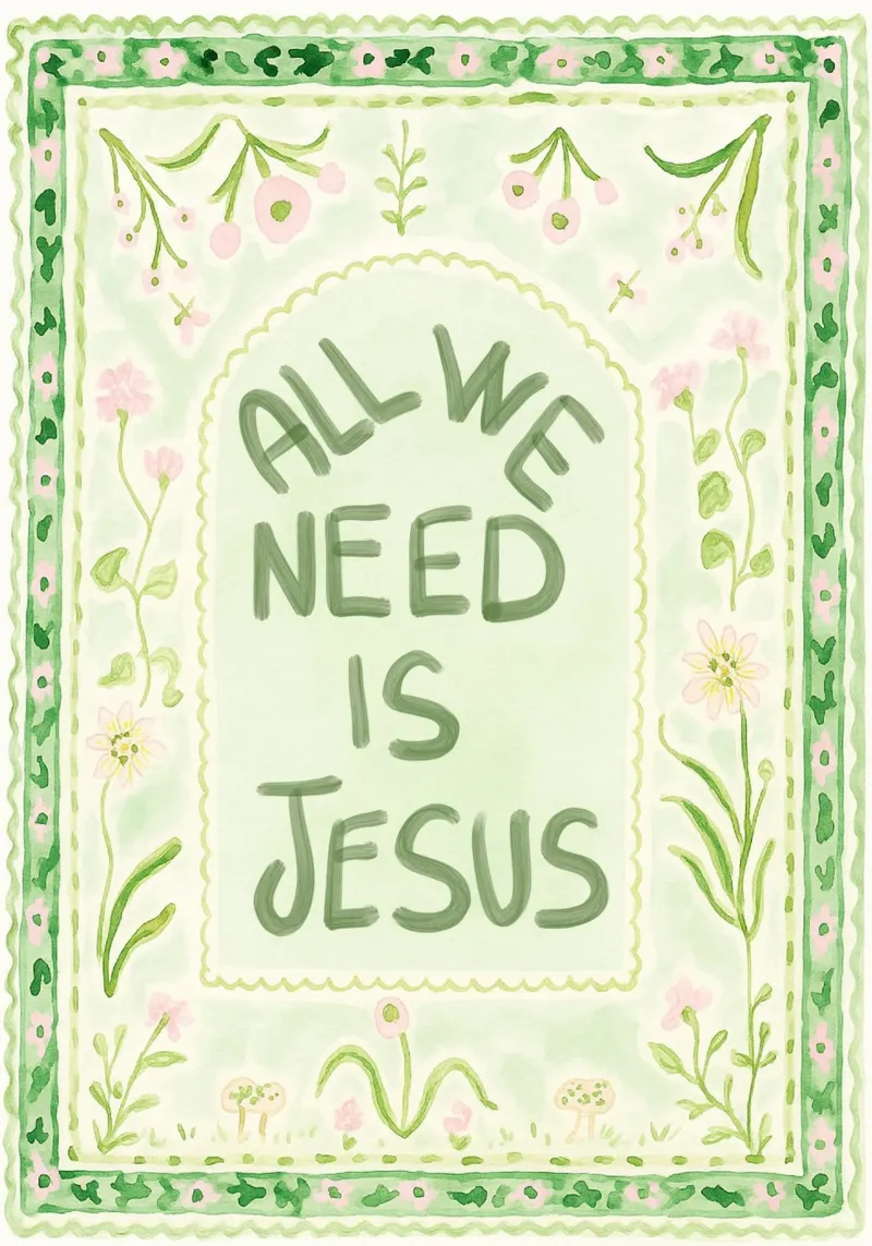 All We Need is Jesus - Christian Art canvas with Floater frame by vintagepod