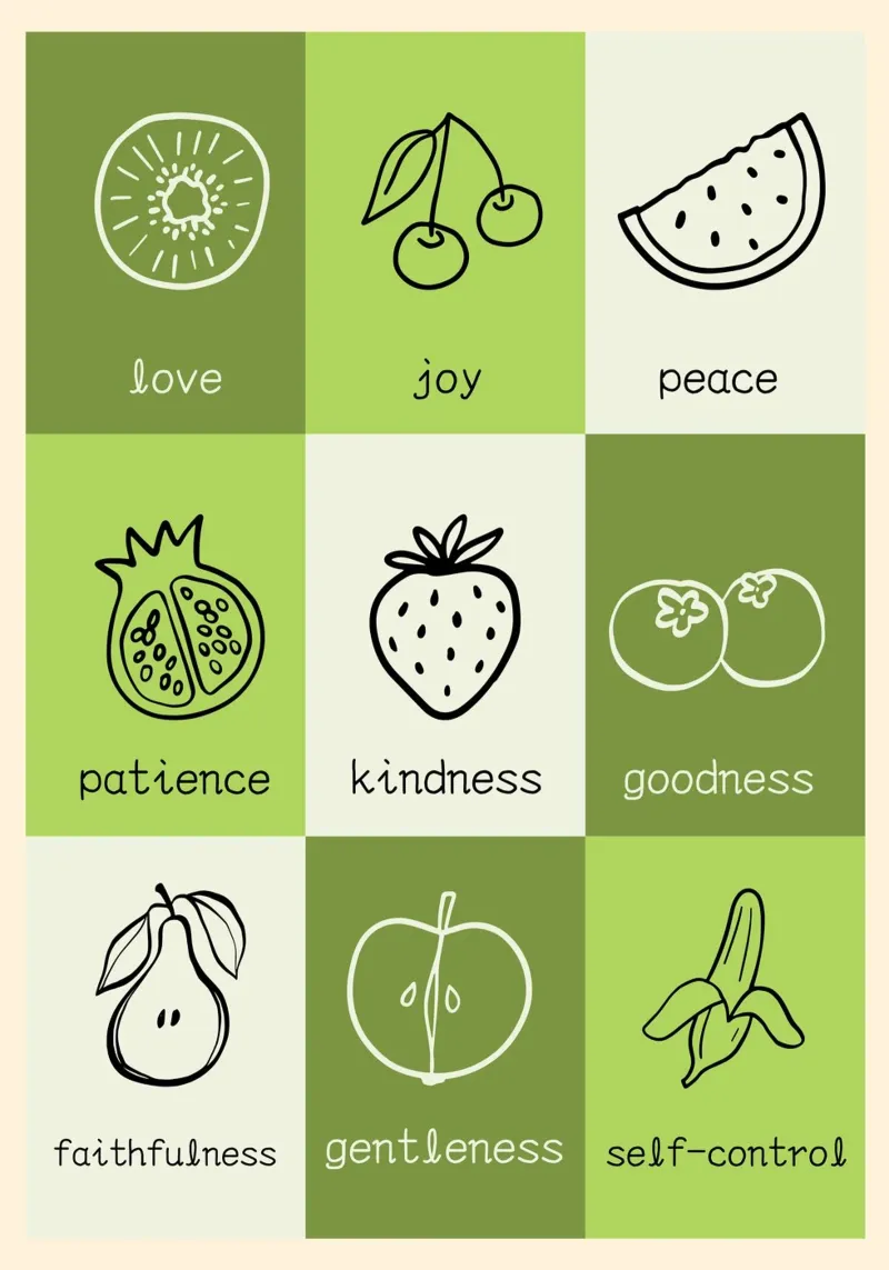 Fruit of the Spirit Minimalist Grid Print canvas with Floater frame by vintagepod