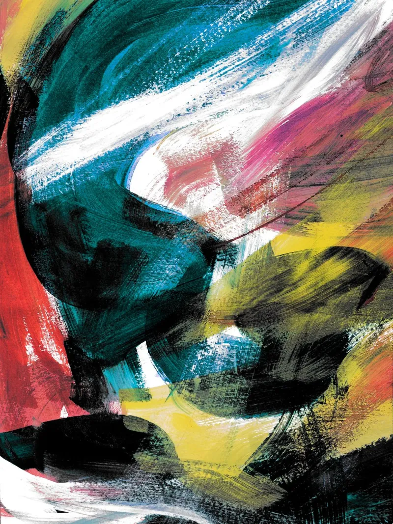 Abstract Artwork Colourful #4 Leinwand mit Schattenfugenrahmen von kathrinmay