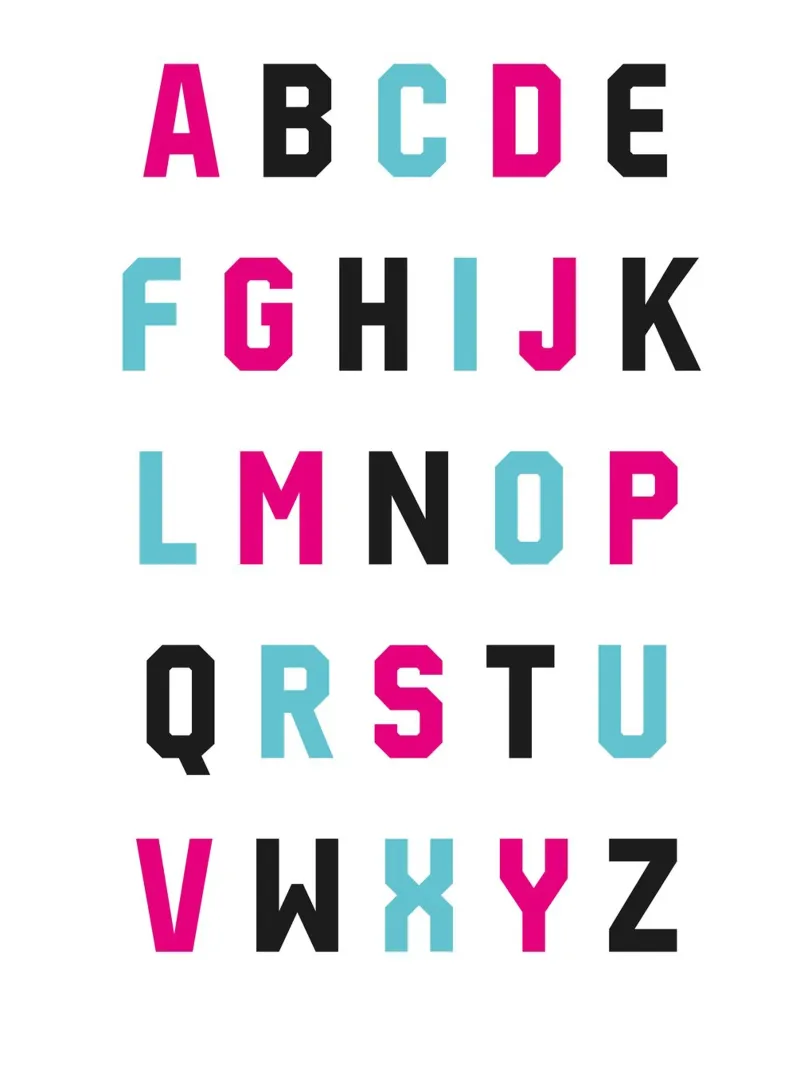 Typography Alphabet #1 poster con telaio in alluminio da kathrinmay