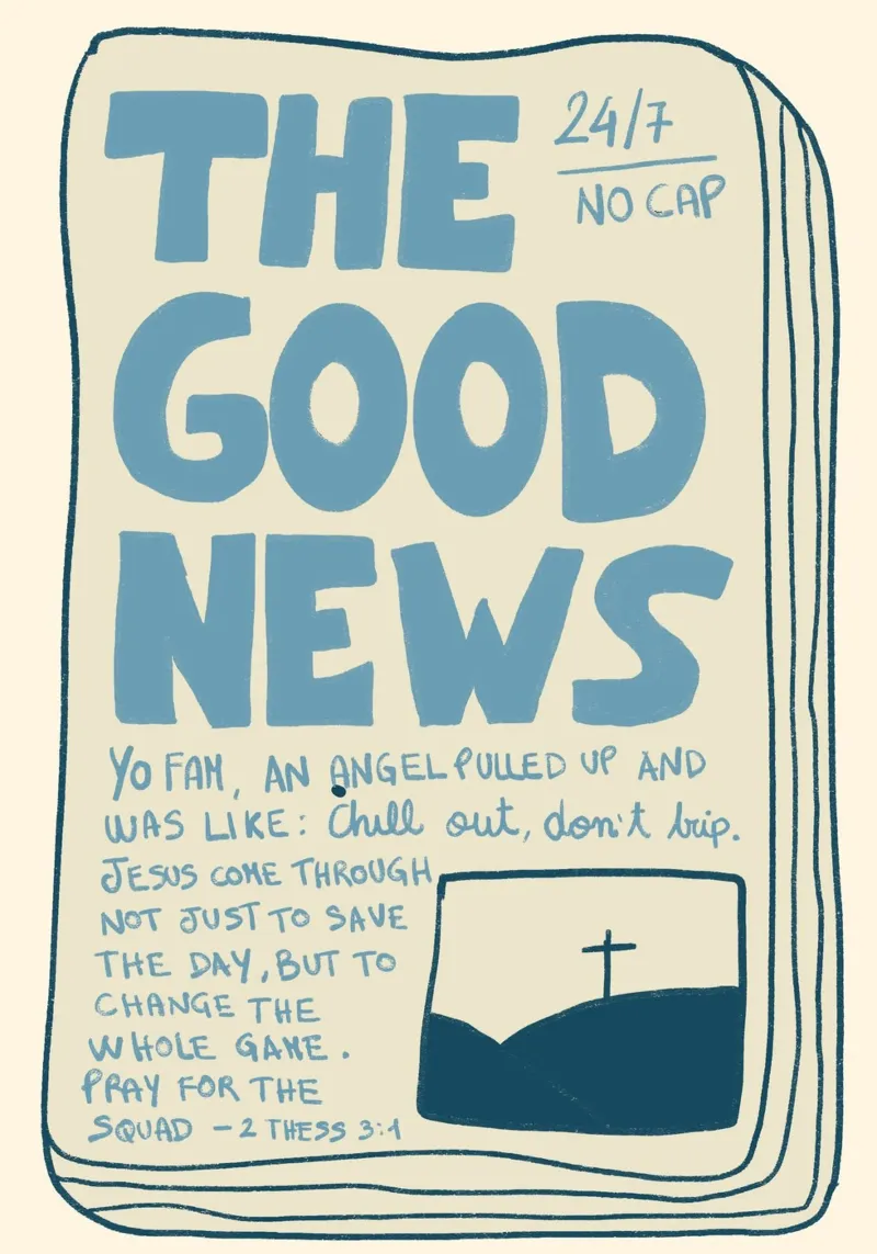 The Good News, Gen Z Christian Art Print canvas with Floater frame by vintagepod