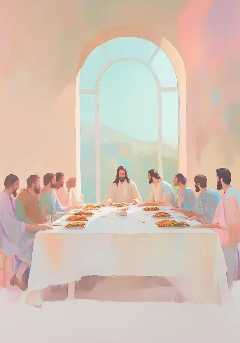 The Last Supper, Modern Christian Art canvas with Floater frame by vintagepod
