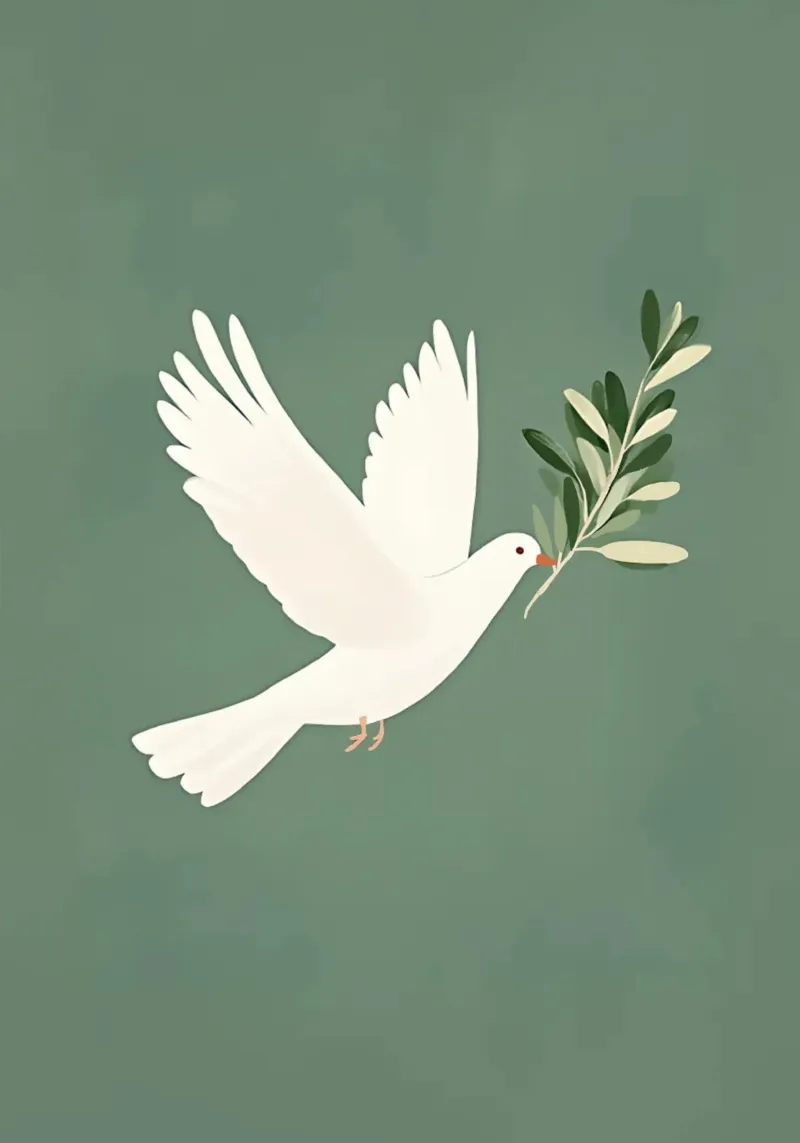 Dove with Olive Branch, Peace Art Print canvas with Floater frame by vintagepod