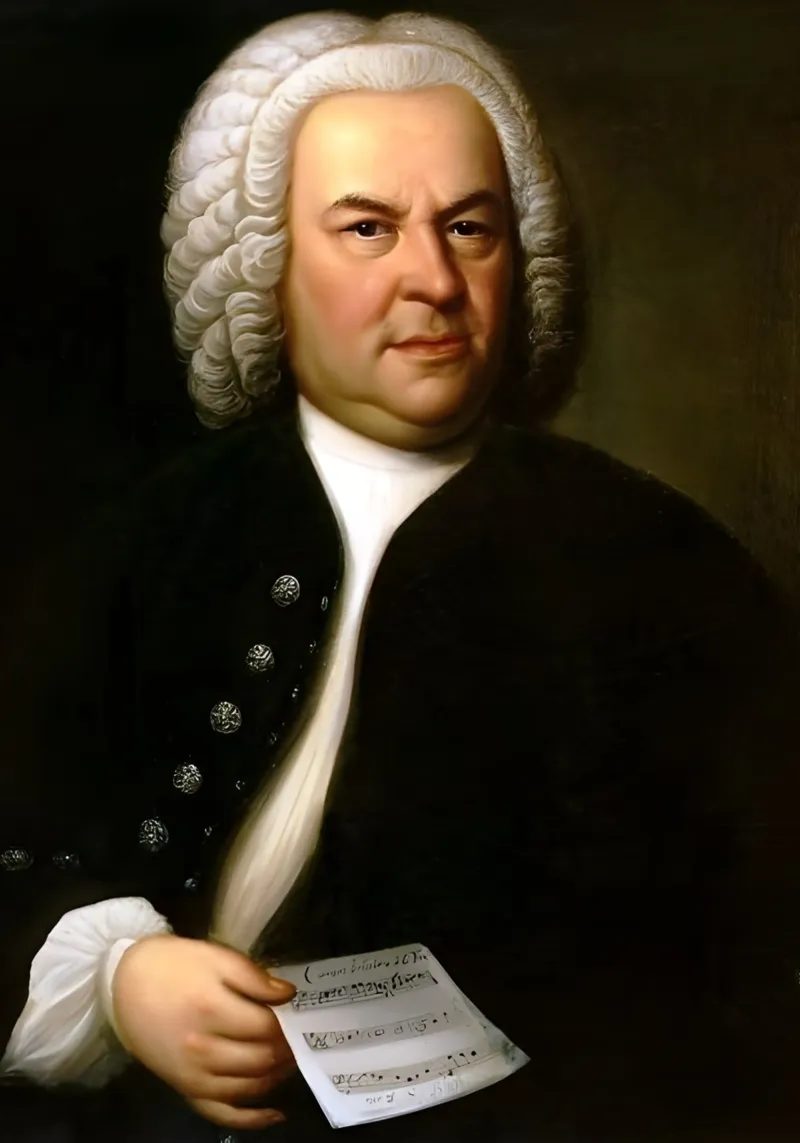 Johann Sebastian Bach, poster con telaio in alluminio da Low poly art