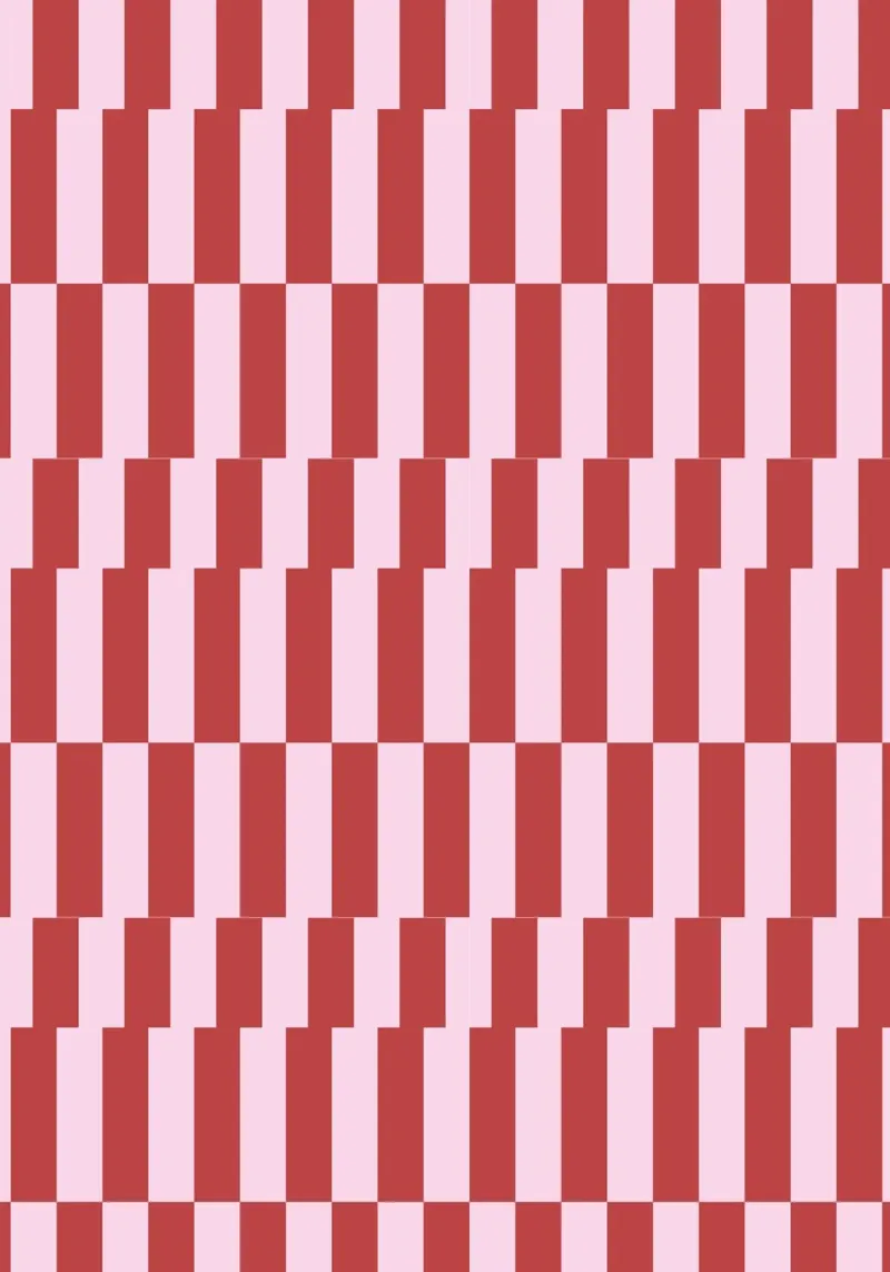 Zickzack rot rosa poster con telaio in alluminio da Studio ROSAGRAU