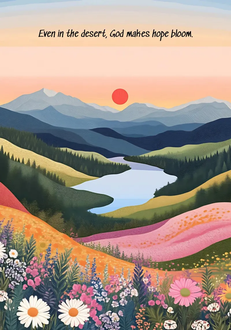 Anche nel deserto, Dio fa fiorire la speranza poster con telaio in alluminio da vintagepod