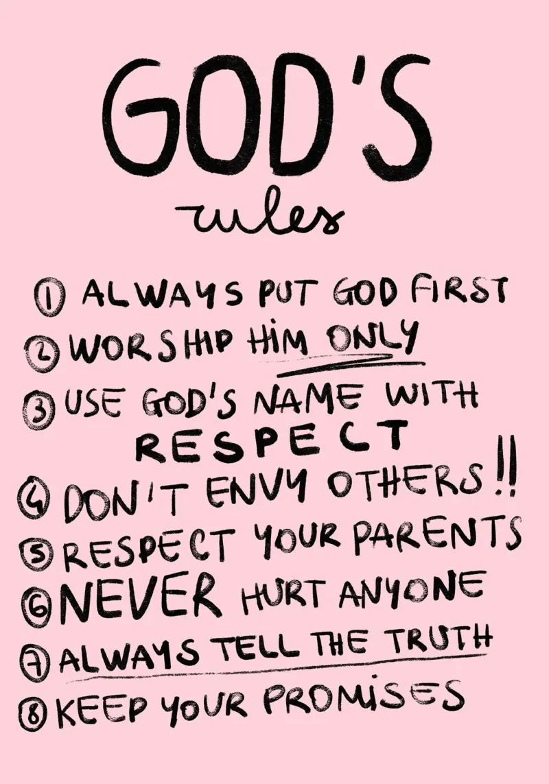 God's Rules, Christian Art Print canvas with Floater frame by vintagepod