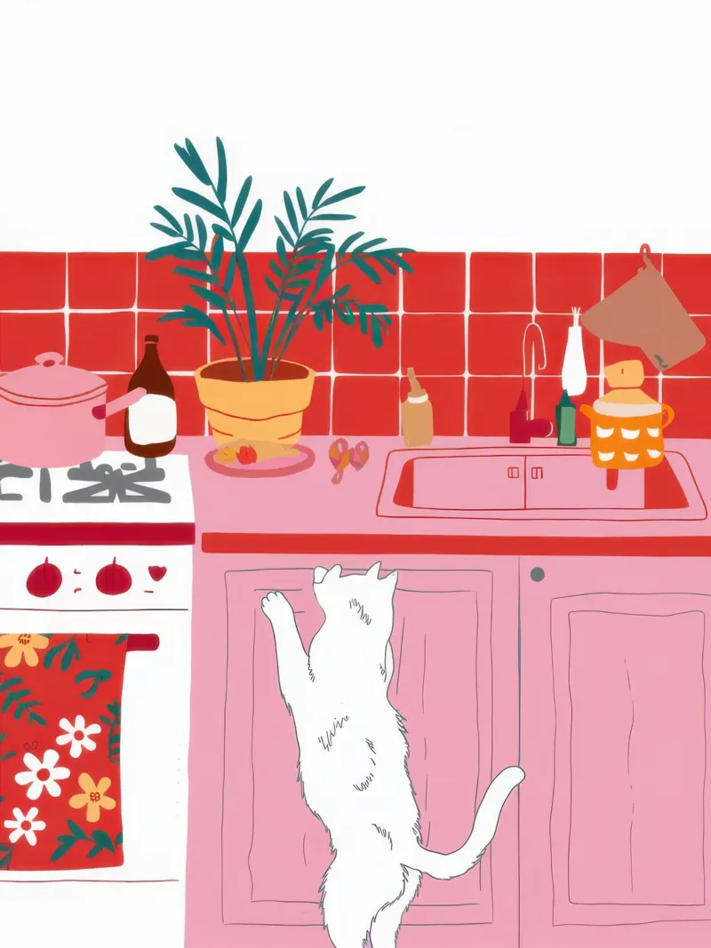 Cucina rosa Pounce tela con Cornice a cassetta da Heaven Craft