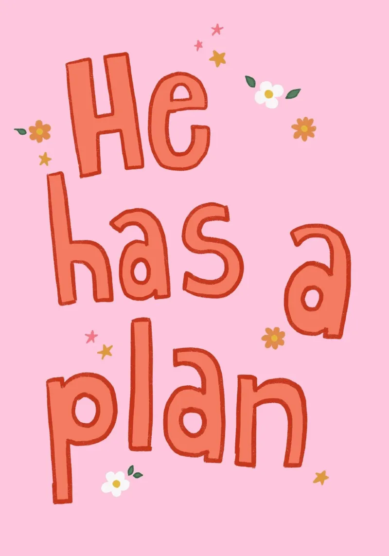 He Has a Plan, Christian Quote Art Print canvas with Floater frame by vintagepod