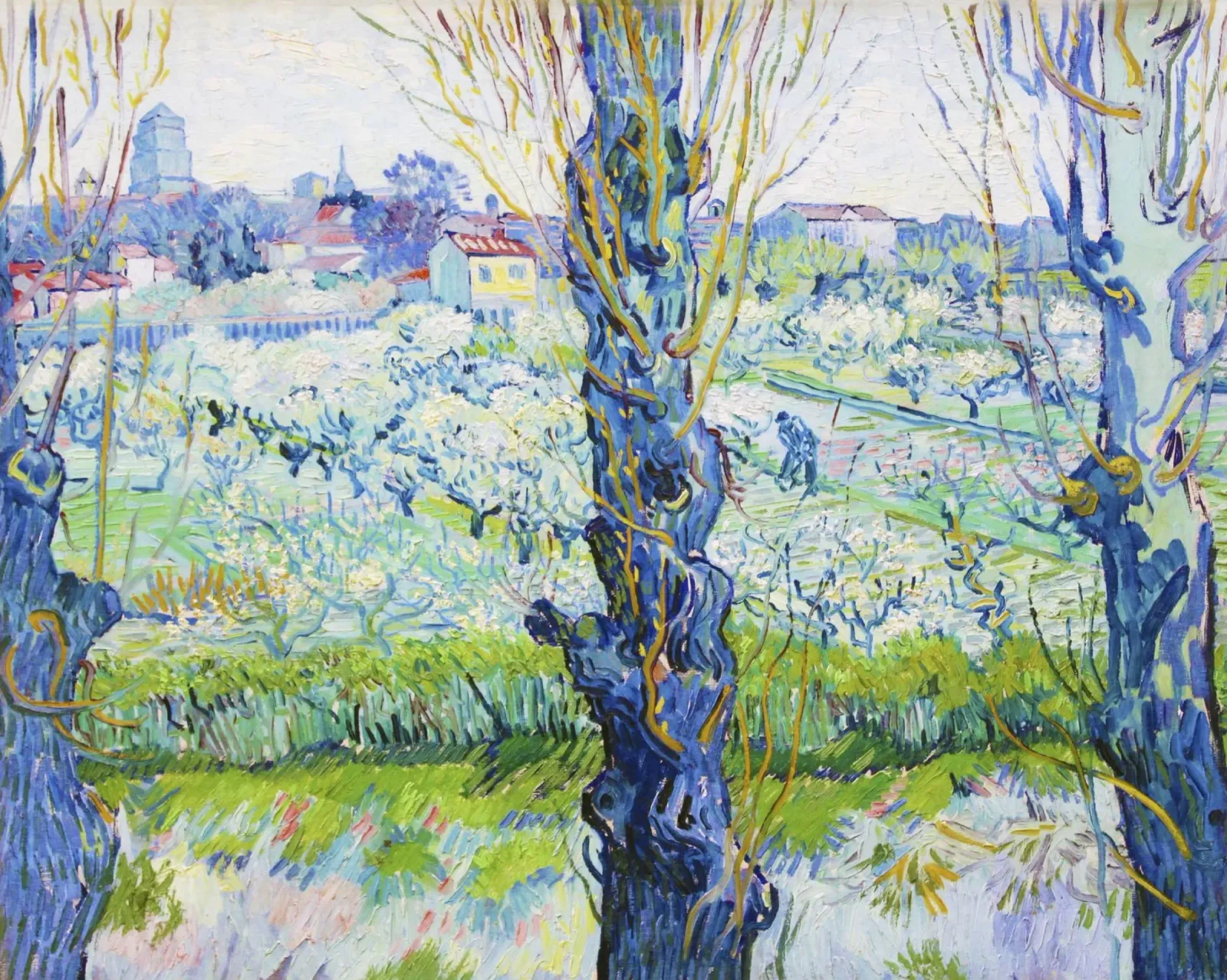 Vincent van Gogh – View of Arles, Flowering Orchards canvas with Floater frame by Venus Art