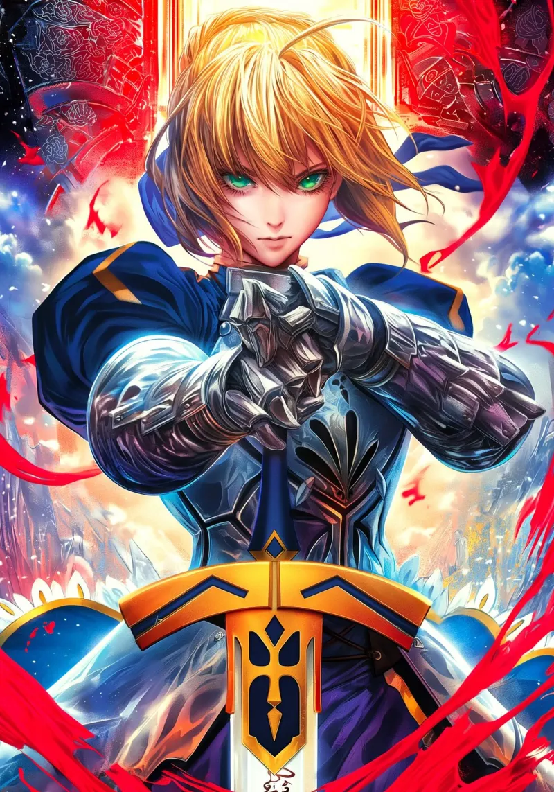 Altria Pendragon Saber Excalibur Morgan Knight Fate tela con Cornice a cassetta da Fleur de Lys
