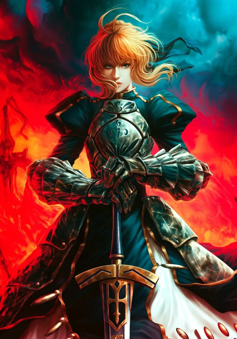 Altria Pendragon Saber Excalibur Morgan Knight Fate tela con Cornice a cassetta da Fleur de Lys