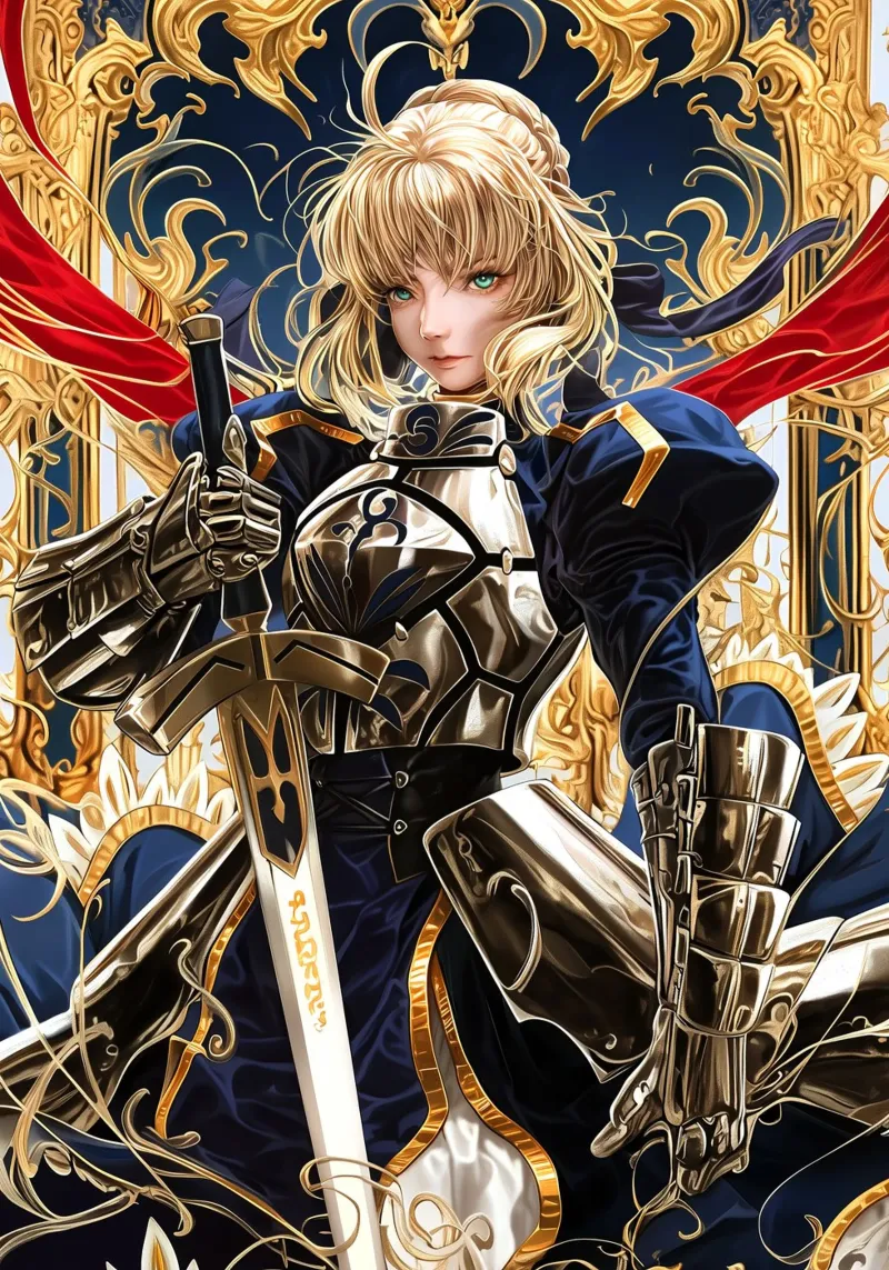 Altria Pendragon Saber Excalibur Morgan Knight Fate tela con Cornice a cassetta da Fleur de Lys