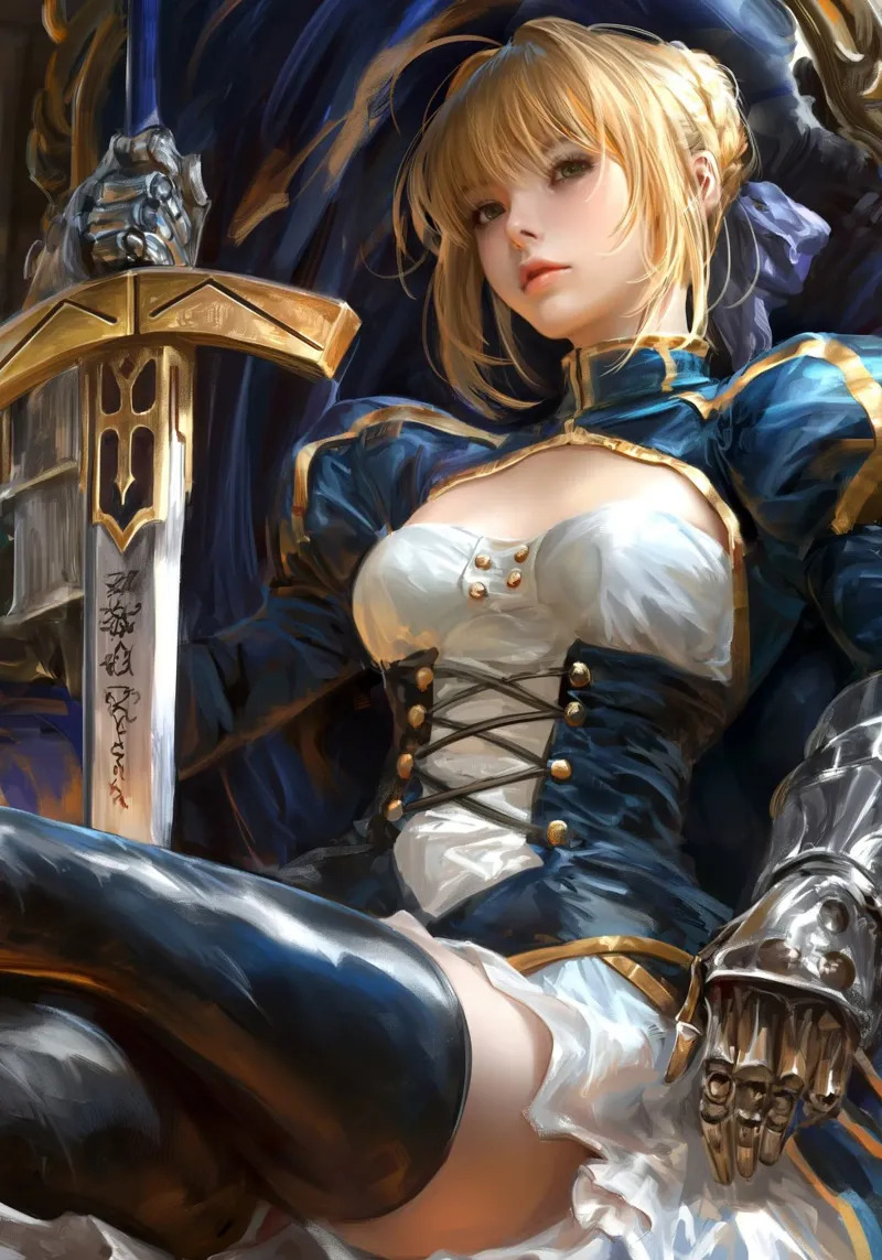 Saber Fate Reihe Leinwand mit Schattenfugenrahmen von Stellar Creative