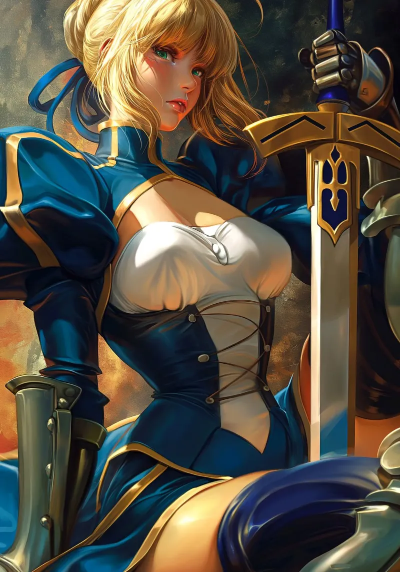 Saber Fate Series canvas with Floater frame by Stellar Creative