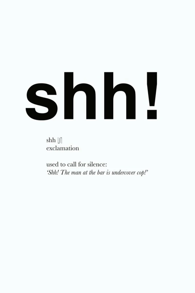 The shh interjection poster con telaio in legno da Matěj Kašpar Jirásek