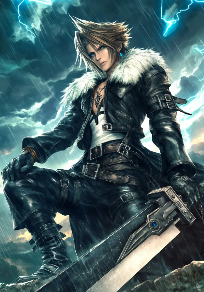 FFVIII FF8 Squall Leonhart Final Fantasy canvas with Floater frame by Fleur de Lys