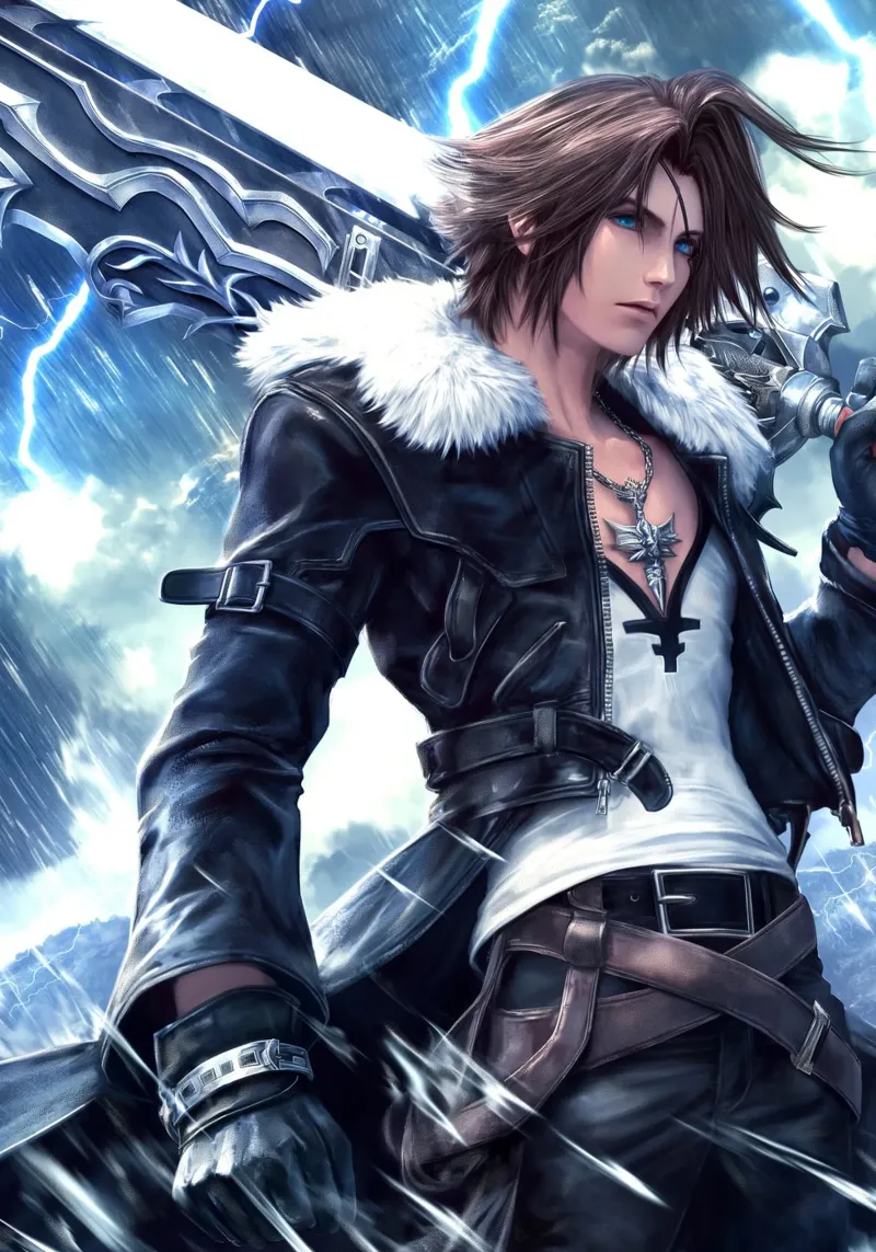 FFVIII FF8 Squall Leonhart Final Fantasy canvas with Floater frame by Fleur de Lys
