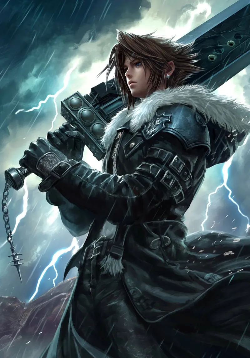 FFVIII FF8 Squall Leonhart Final Fantasy canvas with Floater frame by Fleur de Lys