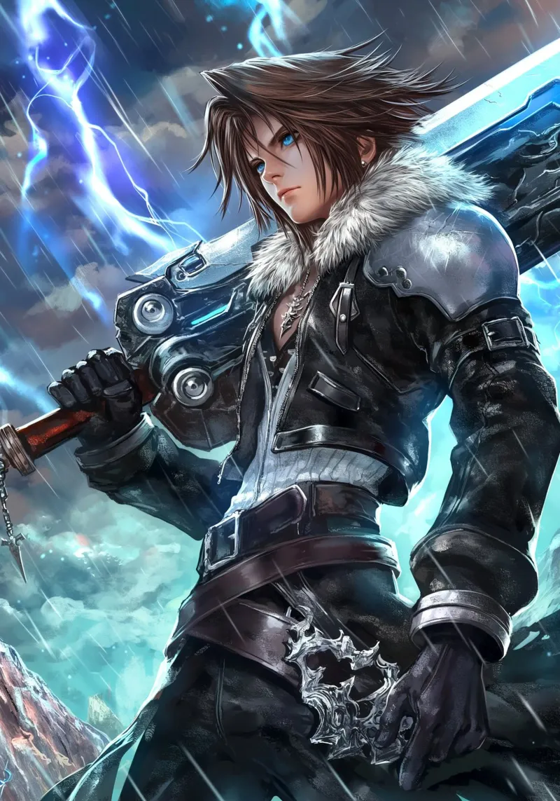 FFVIII FF8 Squall Leonhart Final Fantasy canvas with Floater frame by Fleur de Lys