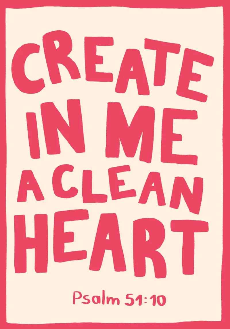 Psalm 51:10 Schep in mij een rein hart Art Print canvas met Baklijst van vintagepod