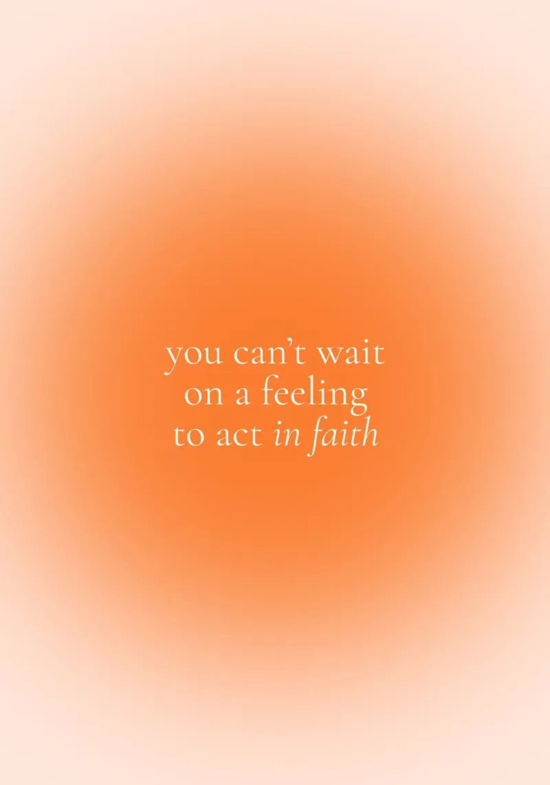 Act in Faith, Minimalistische christelijke kunstdruk met kleurverloop canvas met Baklijst van vintagepod