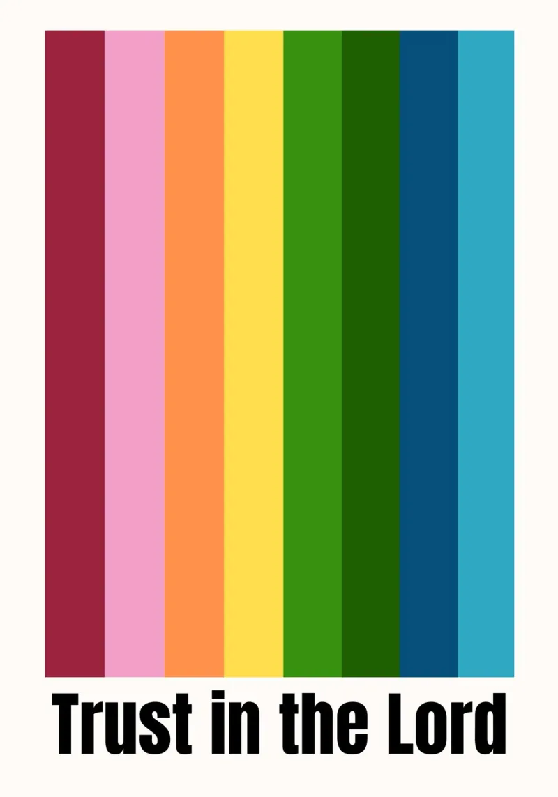Trust in the Lord, Modern Christian Rainbow Poster canvas with Floater frame by vintagepod