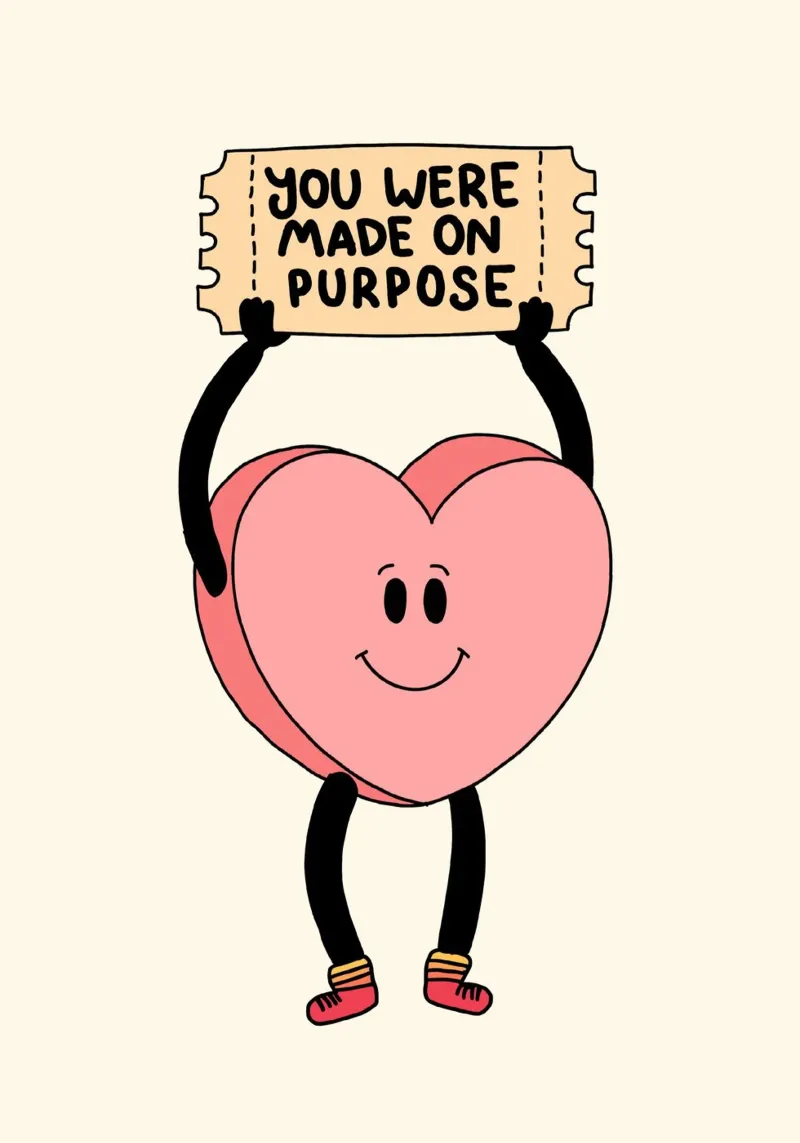You Were Made on Purpose, Schattige Hart Kunstdruk canvas met Baklijst van vintagepod