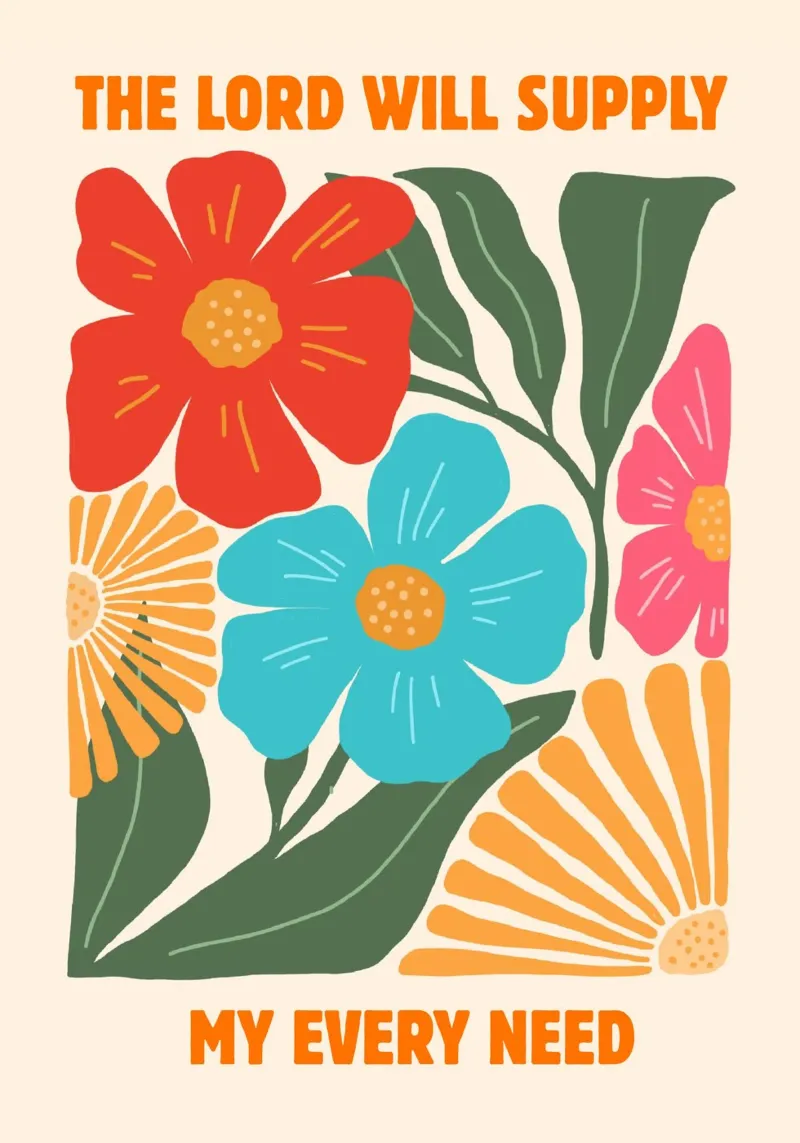 The Lord Will Supply My Every Need, Floral Art Print canvas with Floater frame by vintagepod
