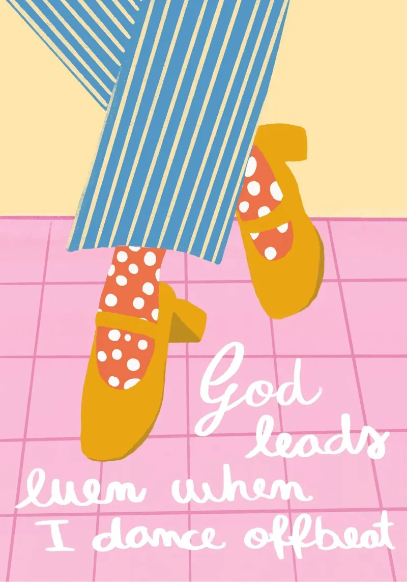 God Leads Even When I Dance Offbeat, Art Print canvas with Floater frame by vintagepod