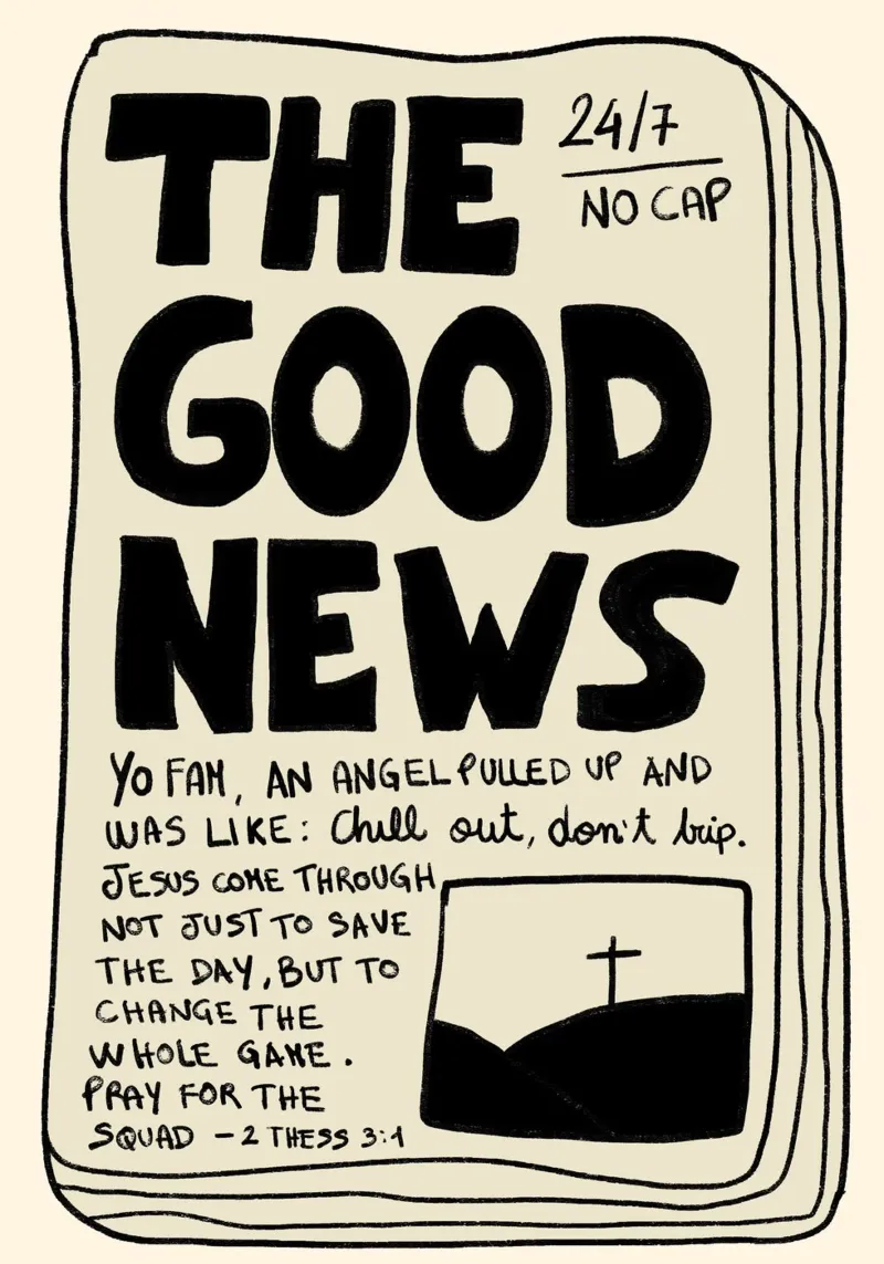 The Good News 24/7, Christian Newspaper Art Print canvas with Floater frame by vintagepod