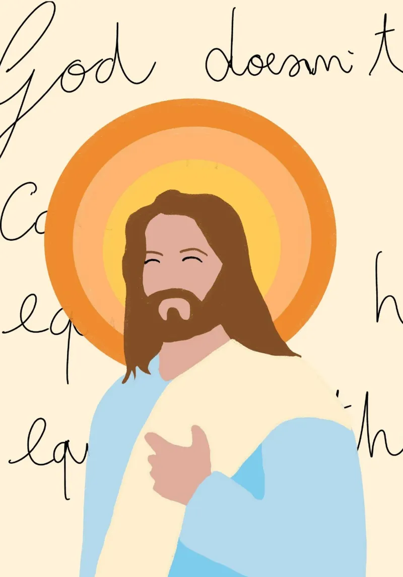 Jesus with Halo, Minimalist Christian Art Print canvas with Floater frame by vintagepod