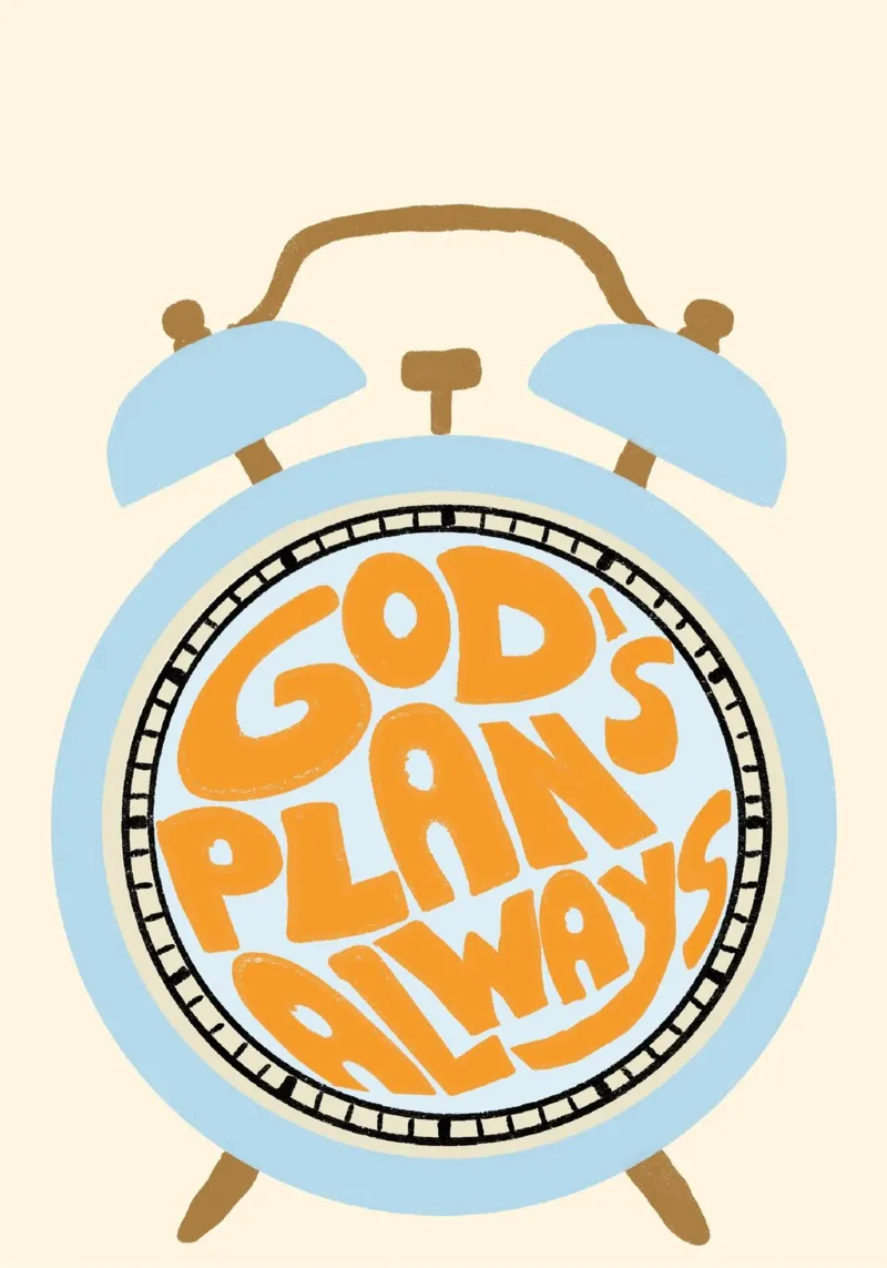 God's Plans Always, Retro Alarm Clock Art Print canvas met Baklijst van vintagepod