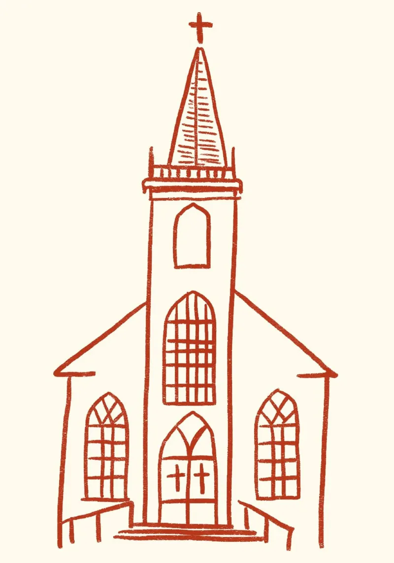 Art linéaire de l'église classique, impression d'un bâtiment chrétien poster de vintagepod